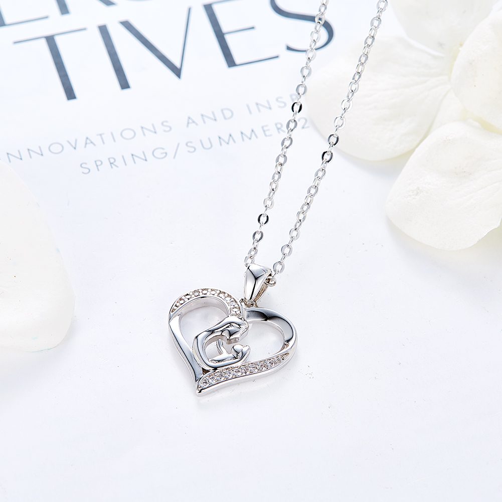 Silver Mother And Child Necklace