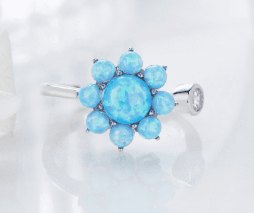 Pale Blue Floral Cut Rings