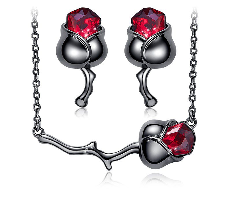 Obsidian Rose Swarovski Jewellery Set