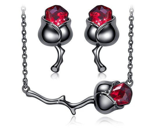 Obsidian Rose Swarovski Jewellery Set