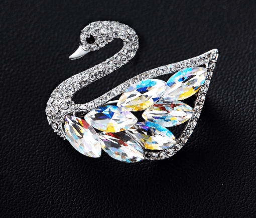 Multicolored Swan Brooch