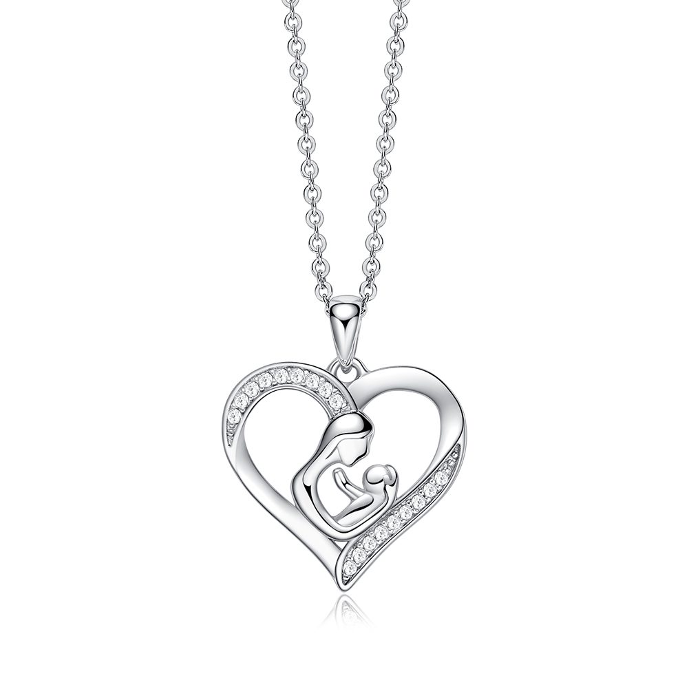 Silver Mother And Child Necklace