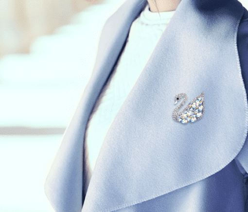Multicolored Swan Brooch