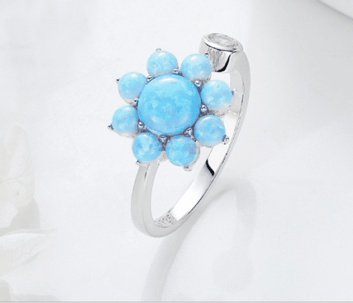 Pale Blue Floral Cut Rings