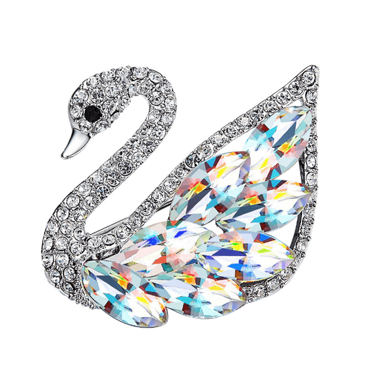 Multicolored Swan Brooch