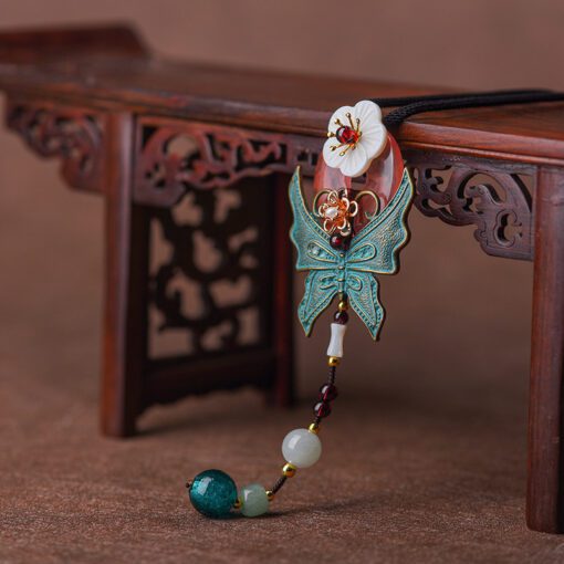 Sakura Blossom And Jade Butterfly Pendant