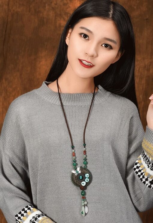 Ivory Butterfly And Lily Necklace