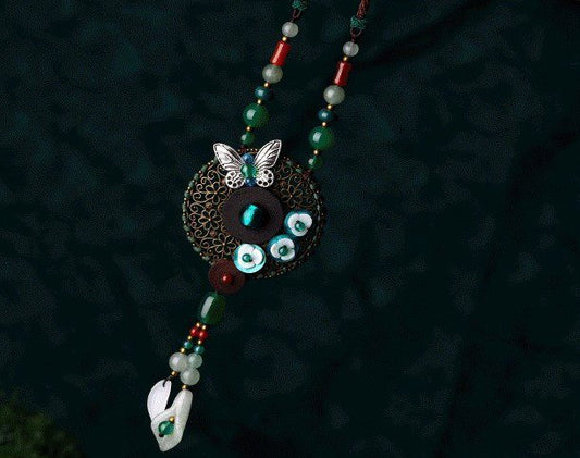 Ivory Butterfly And Lily Necklace