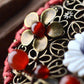 Crimson Gold Flower Necklace