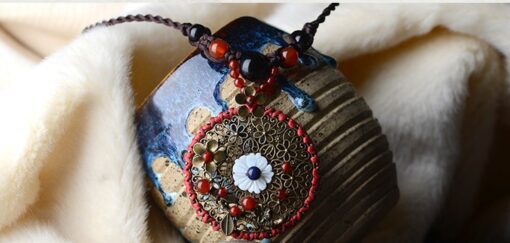 Crimson Gold Flower Necklace