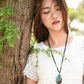 Double Feather Jade Stone Necklace