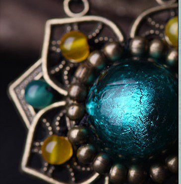 Forest Green And Yellow Flower Necklace