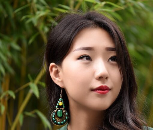 Circular Jade And Lime Earrings