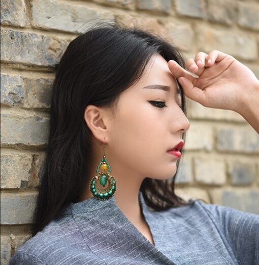Circular Jade And Lime Earrings