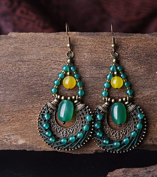 Circular Jade And Lime Earrings