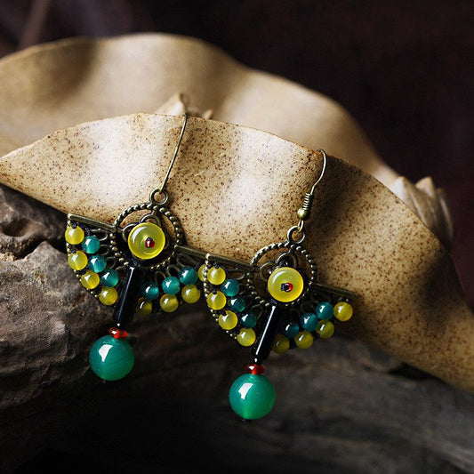 Lime Peacock Earrings