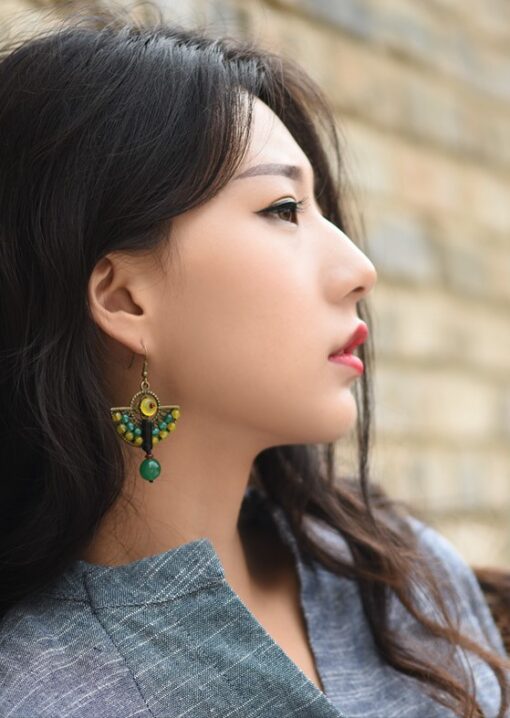 Lime Peacock Earrings