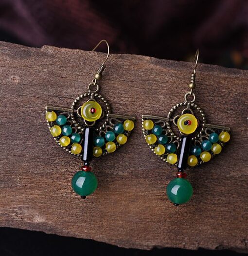 Lime Peacock Earrings