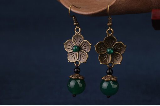 Golden Emerald Earring