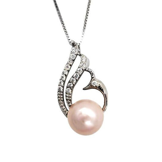 Swirling Silver Pearl Pendant