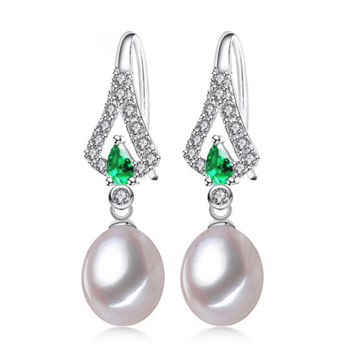 Emerald and Diamond Pearl Earrings