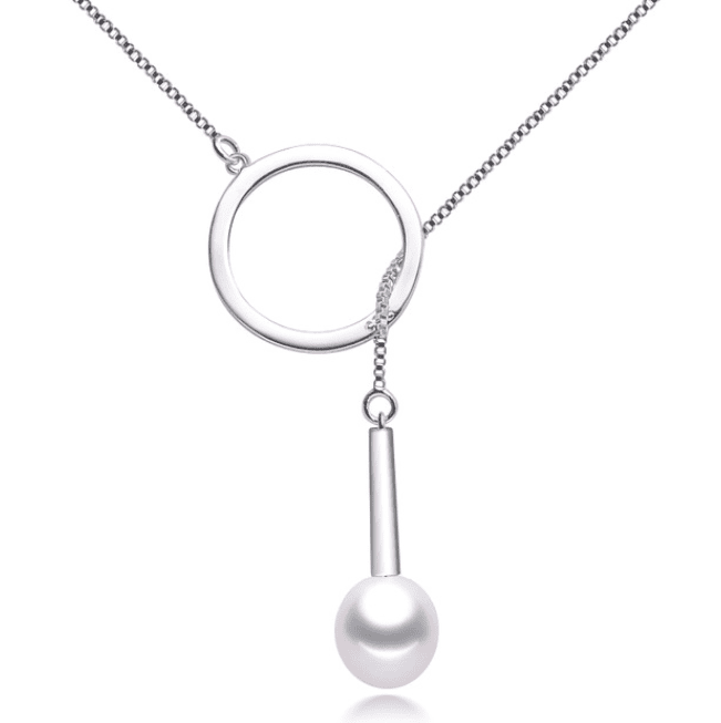 Circle And Pearl Lock Necklace