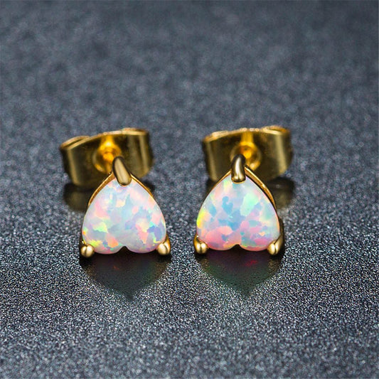 Opal Heart Earrings