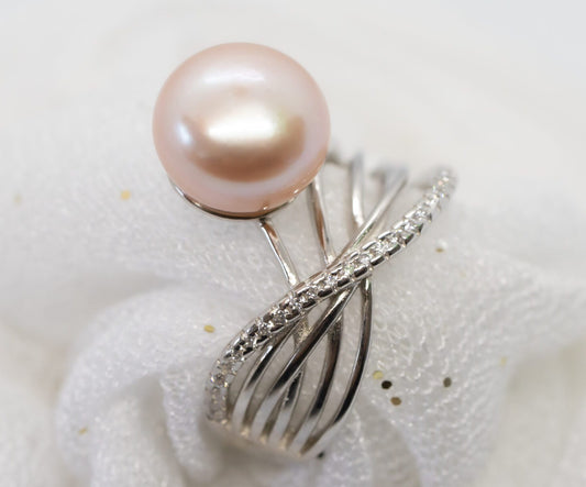 Swirling Silver Pearl Rings