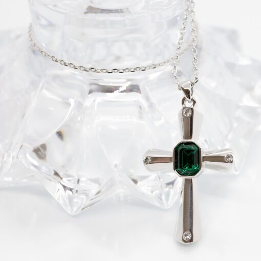 Onyx Cross Swarovski Necklace.
