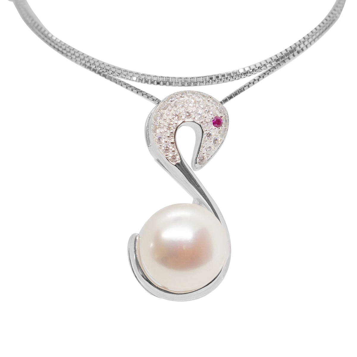 Carved Swan Pearl Pendant