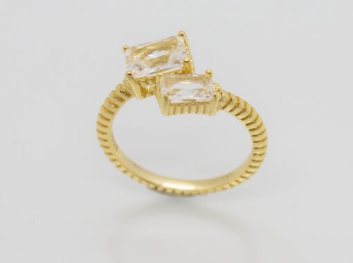 Crystal Yellow Gold Ring