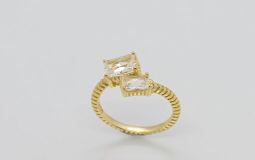 Crystal Yellow Gold Ring