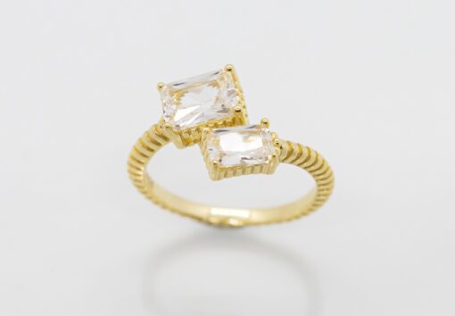 Crystal Yellow Gold Ring