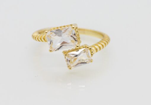 Crystal Yellow Gold Ring