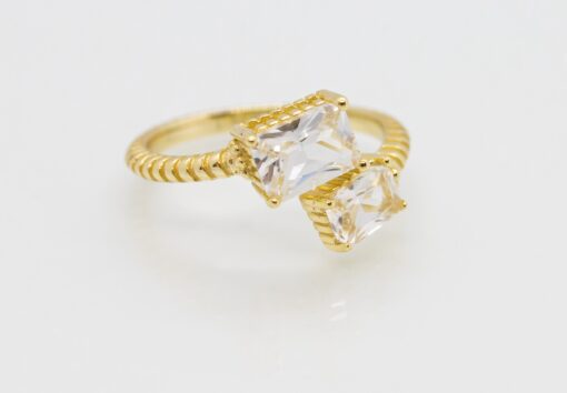 Crystal Yellow Gold Ring