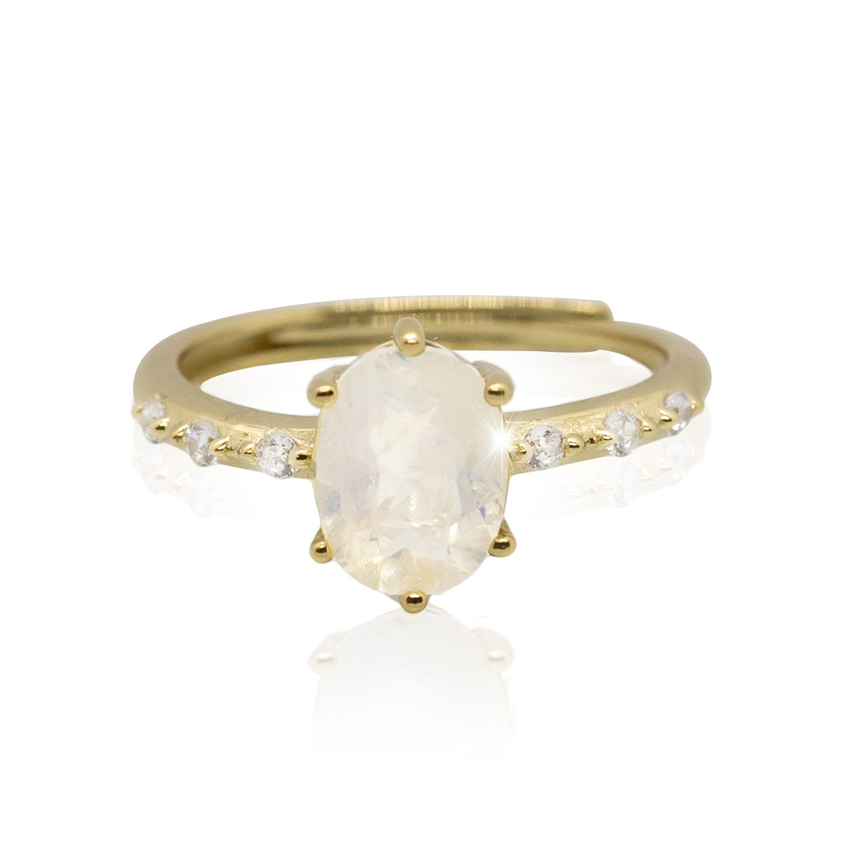 Oval Moon Stone Gold Ring