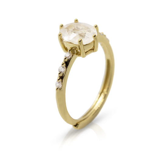 Oval Moon Stone Gold Ring