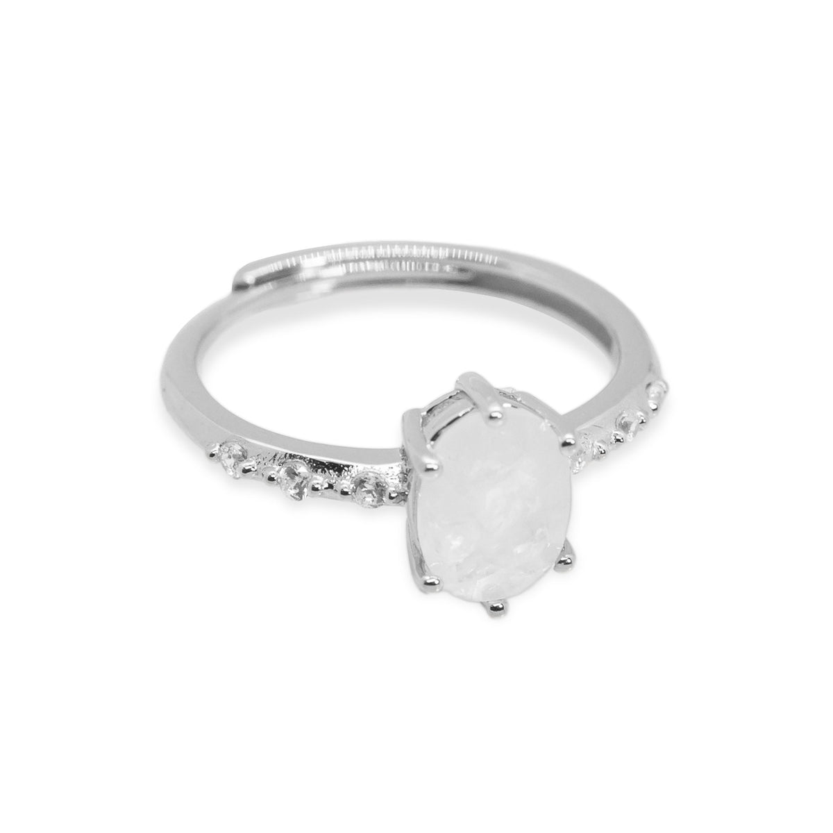 Oval Moon Stone Silver Ring