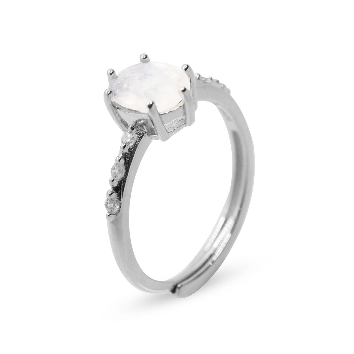 Oval Moon Stone Silver Ring