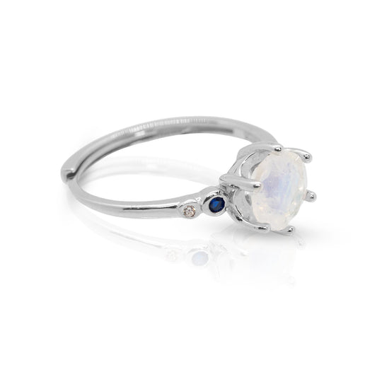 Silver Moon Stone Ring