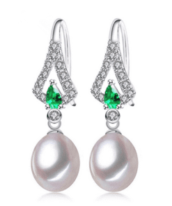 Emerald and Diamond Pearl Earrings