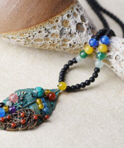 Double Feather Jade Stone Necklace