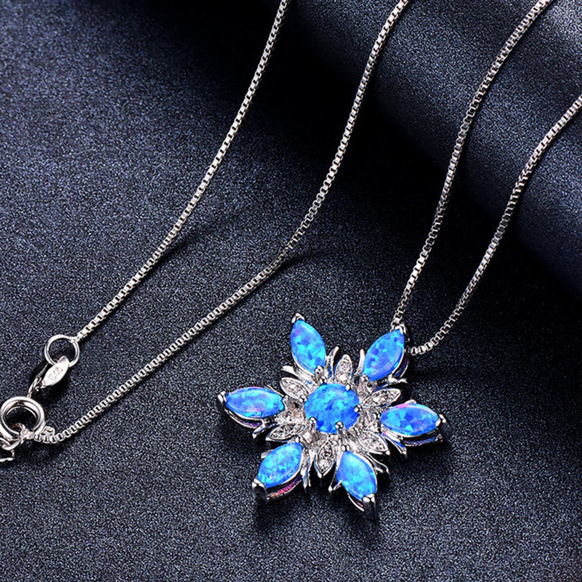 Blue Topaz Snowflake Bar Necklace | Walker Metalsmiths