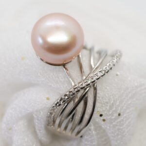 Swirling Silver Pearl Rings