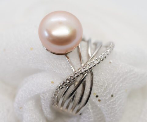 Swirling Silver Pearl Rings