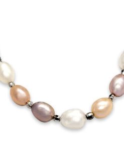 Multi Pearl Silver Necklace