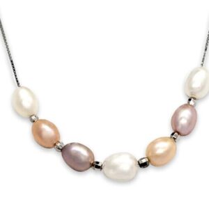 Multi Pearl Silver Necklace