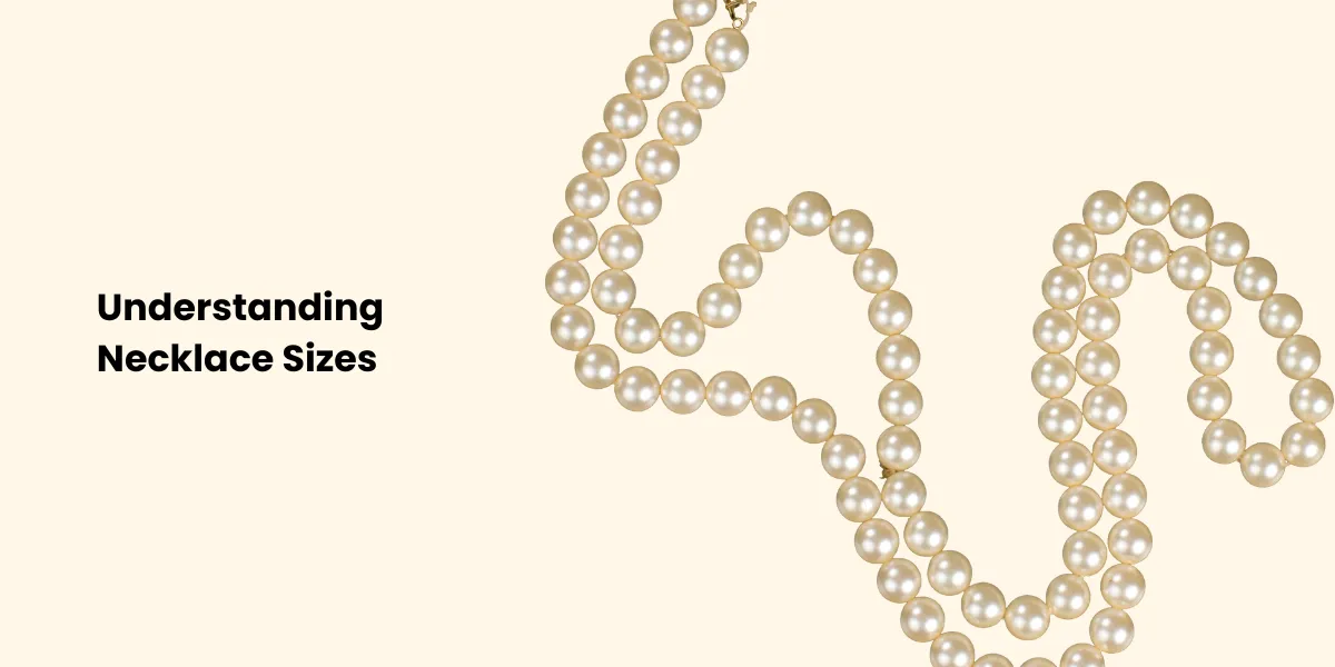 A long string of golden pearl beads arranged in a wave pattern, symbolizing the importance of understanding necklace sizes